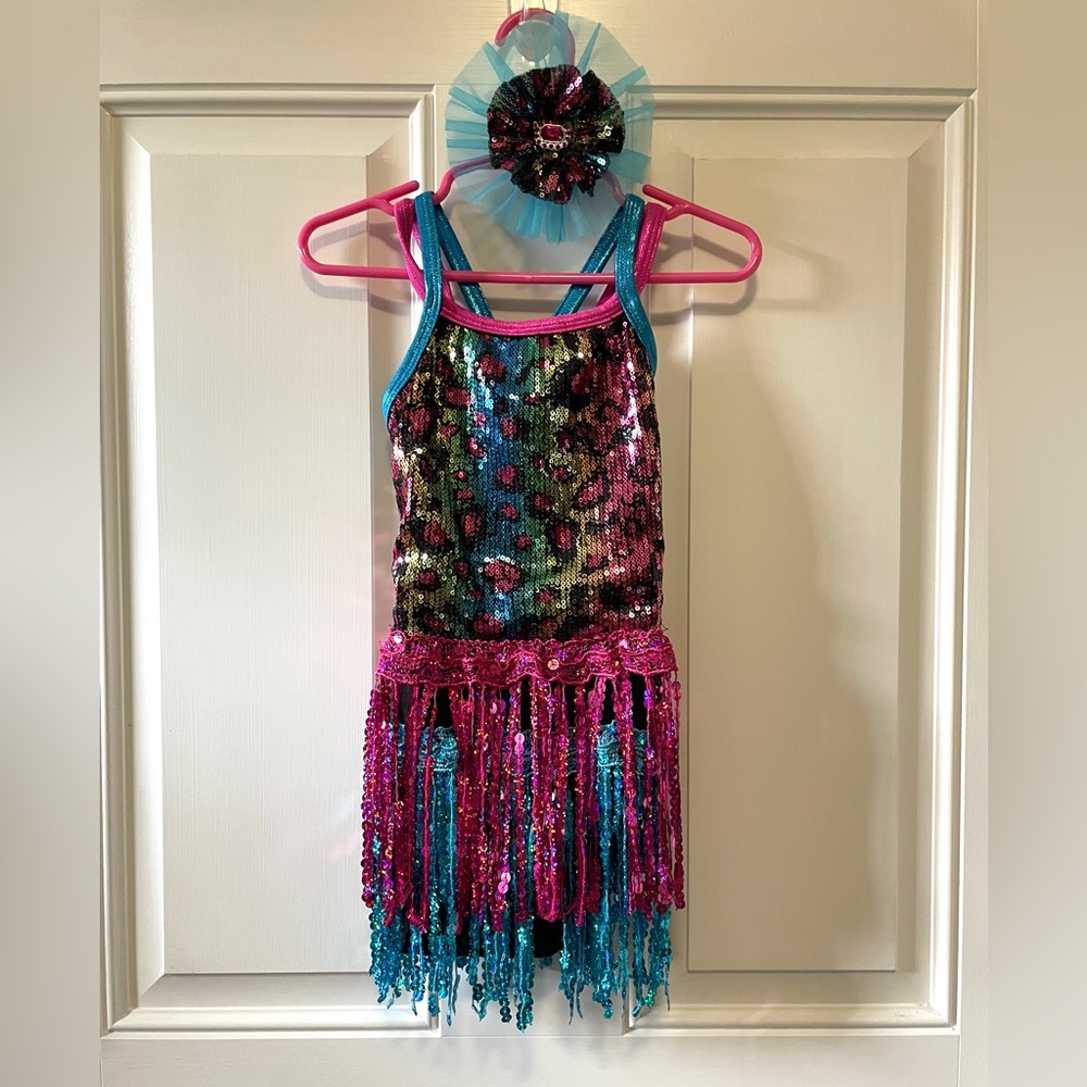 Revolution Children’s Pink and Blue Dance, Tap or Jazz Costume with Fringe